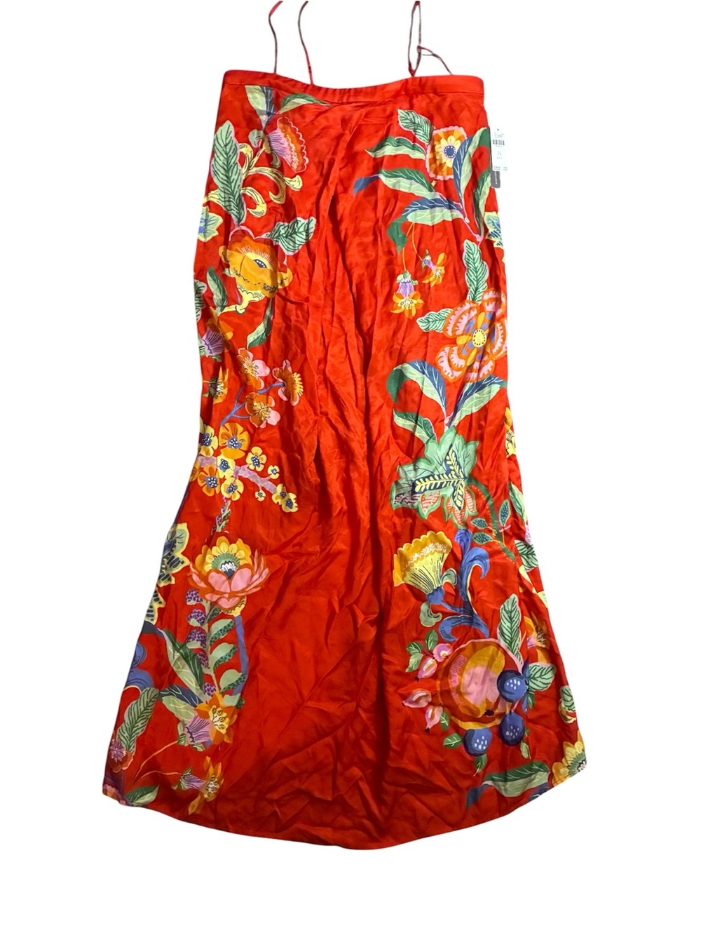 Anthropologie Red Tropical Print Slip Dress